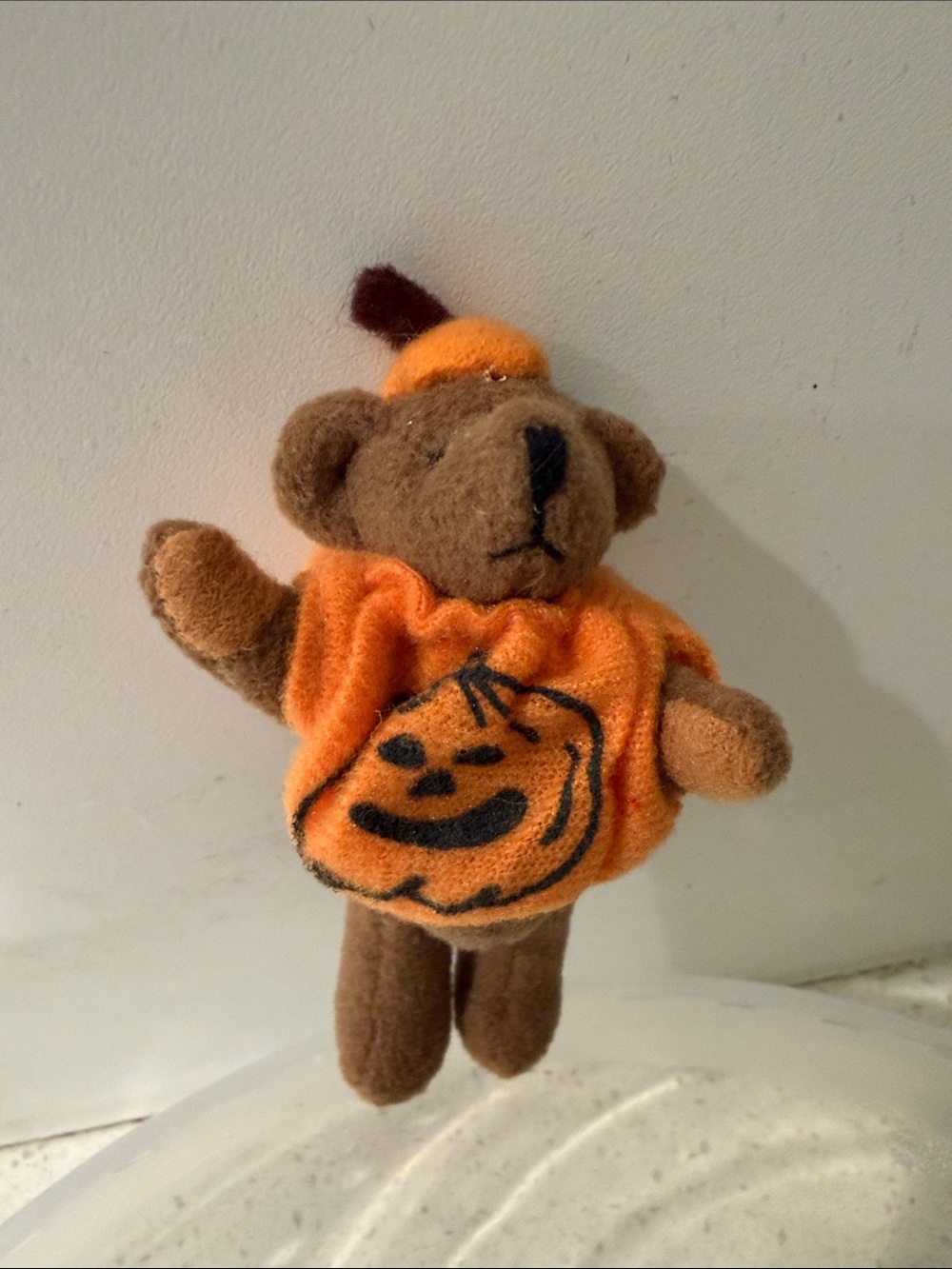 Mini Halloween Pumpkin Bear Plush Toy - Orange Brown
